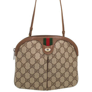 Gucci GG Plus Monogram Flat Messenger Crossbody Bag Brown